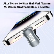 Ally Type-C 10GBPS Hızlı Veri Aktarım 90 Derece Uzatma Kablosu 0.5 Metre