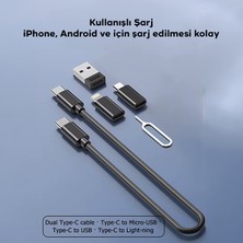 Ally 5in1 Iphone+ Type-C+ USB Seyahat Için 60W Hızlı Şarj Kablo Seti