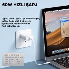 Ally 5in1 Iphone+ Type-C+ USB Seyahat Için 60W Hızlı Şarj Kablo Seti