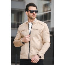 Oksit Tuci Zenta Içi Polarlı Slim Fit Hakim Yaka Erkek Süet Mont