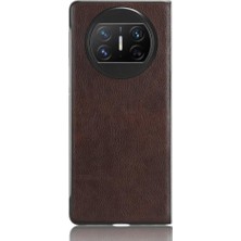 Mays Boutique Huawei Mate X3 Lychee Desen Uyumluluk Koruyucu Için Retro Kılıf (Yurt Dışından)