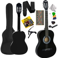 Midex CG-265BK Siyah Klasik Gitar 4/4 Yetişkin Boy Sap Ayarlı Full Set