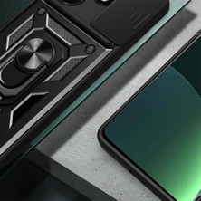 More TR Infinix Hot 30I Kılıf Magnetik Standlı Kamera Korumalı Zore Sürgülü Vega Kapak-Siyah