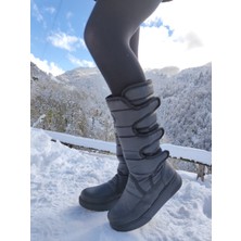 Çiğdem Kundura Su Geçirmez Kar Çizmesi - Kar 10 - Siyah-Cırtlı - 39