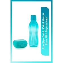 Tupperware Mavi Eco Şişe 500 ml Suluk ve Eco Mini Taşıma Kabı Sızdırmaz Tasarım ile Pratik Kullanım
