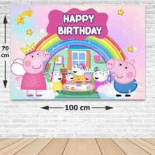 Parti Dükkanım Peppa Pig Doğum Günü Afişi Fotosuz 70*100  cm