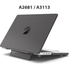 TEKNETSTORE Macbook Air 13.6" M2-M3 Çip 2022/2024 A2681 A3113 Uyumlu Standlı Şeffaf Iz Bırakmayan Koruyucu Kapak