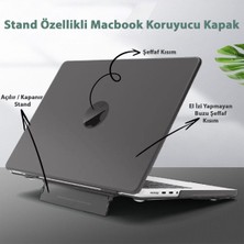 TEKNETSTORE Macbook Air 13.6" M2-M3 Çip 2022/2024 A2681 A3113 Uyumlu Standlı Şeffaf Iz Bırakmayan Koruyucu Kapak