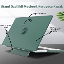 TEKNETSTORE Macbook Pro 13 M1-M2 Çip A2251-A2289-A2338-A2159 Uyumlu Standlı Şeffaf Iz Bırakmayan Koruyucu Kapak