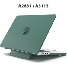 TEKNETSTORE Macbook Air 13.6" M2-M3 Çip 2022/2024 A2681 A3113 Uyumlu Standlı Şeffaf Iz Bırakmayan Koruyucu Kapak