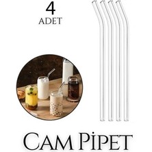 Mother Kitchen 4 Adet Şeffaf Cam Pipet -Eğimli Cam Pipet