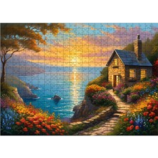 Tablomega Ahşap Mdf Puzzle Yapboz Retro Deniz Manzaralı Ev 500 Parça 50*70 cm