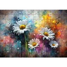 Ekart Ahşap Mdf Puzzle Yapboz Beyaz Papatyalar 120 Parça 25*35 cm