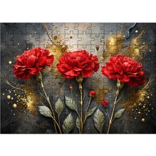 Ekart Ahşap Mdf Puzzle Yapboz Kırmızı Karanfil 120 Parça 25*35 cm