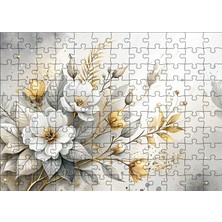 Ekart Ahşap Mdf Puzzle Yapboz Beyaz Çiçekler 120 Parça 25*35 cm