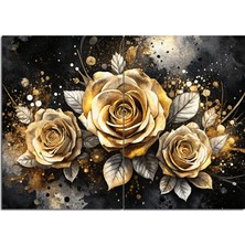 Ekart Ahşap Mdf Puzzle Yapboz Altın Rengi Çiçekler 120 Parça 25*35 cm