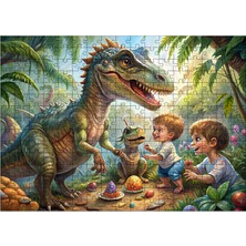 Ekart Ahşap Mdf Puzzle Yapboz Sevimli Dinazor ve Çocuklar 255 Parça 35*50 cm