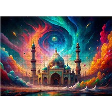 Ekart Ahşap Mdf Puzzle Yapboz Renkli Gökyüzü ve Cami 500 Parça 50*70 cm