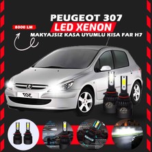 Peugeot 307 Makyajsız Kasa Kısa Far Uyumlu Şimşek Etkili LED Xenon Light Series H7