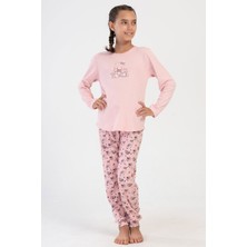Vienetta Pamuklu Kız Çocuk Interlok Uzun Kol Pijama Takım