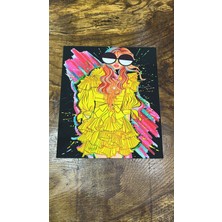 Gönülden Tasarım 23X19 cm Sarı Elbiseli Kıxz Arma Dikiş Aplike