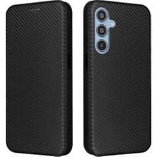 Mays Shop Samsung Galaxy M35 Manyetik Karbon Fiber Deri Için Flip Case Folio Kapak (Yurt Dışından)