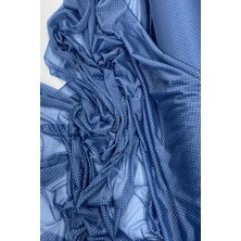 Kornea Store Yağmur Damlası Simli Abiye Elbise Şallık Tül Kumaş Indigo Mavi 89