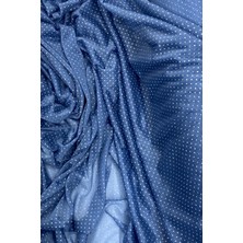 Kornea Store Yağmur Damlası Simli Abiye Elbise Şallık Tül Kumaş Indigo Mavi 89