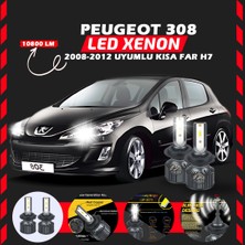 Peugeot 308 2008-2012 Kısa Far Uyumlu Şimşek Etkili LED Xenon Premium Series H7