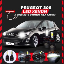Peugeot 308 2008-2012 Kısa Far Uyumlu Şimşek Etkili LED Xenon Light Series H7
