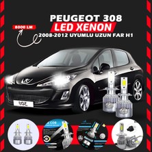 Peugeot 308 2008-2012 Uzun Far Uyumlu Şimşek Etkili LED Xenon Performance Series H1