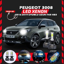 Peugeot 3008 2016-2019 Uzun Far Uyumlu Şimşek Etkili LED Xenon Pro Series Hb3