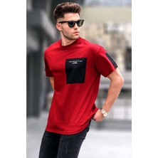 Madmext Bordo Cep Detaylı Basic Erkek T-Shirt