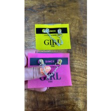 Gönülden Tasarım 2 Li Gırl Yazılı Arma Seti Zincirli Arma Seti Dikiş Çanta Giyim Aksesuarı 8x7 cm