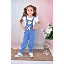 Angelos Girls Kız Çocuk Jean Salopet-Peluş Ayıcıklı- 2-13 Yaş 0095