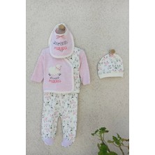 Candar Annesinin Kuzusu Şapkalı Eldivenli 5'li Kız Bebek Zıbın Seti 0-3 Ay