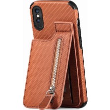 Bdt Shop IPhone Xs Max Için Kılıf Standı Manyetik Araç Montaj Crad Yuvası Fermuar Cüzdan (Yurt Dışından)