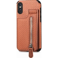 Bdt Shop IPhone Xs Max Için Kılıf Standı Manyetik Araç Montaj Crad Yuvası Fermuar Cüzdan (Yurt Dışından)