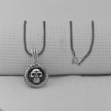 Takıhan Kurukafa Yılan Tasarımlı 925 Ayar Erkek Gümüş Kolye