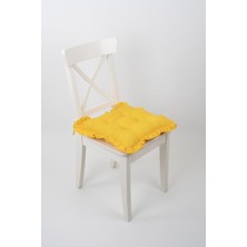 Fancy Fırfırlı Pofidik Sarı Sandalye Minderi 42x42 cm