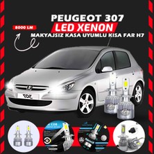 Peugeot 307 Makyajsız Kasa Kısa Far Uyumlu Şimşek Etkili LED Xenon Performance Series H7