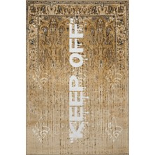 Rugs Modern Written Koleksiyonu Bej Tema Keep Off Yazılı Desenli Kreatif Modern Dekoratif Halı 09