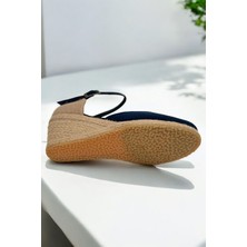 Yd Shoes Dolgu Topuk Keten Arkası Hasırlı Sandalet