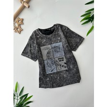 Miniğimin Cicileri Garson Boy Erkek Çocuk Eskitme desen T-Shirt - Füme