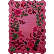 Rugs Modern Shape Koleksiyonu Pembe Tema Floral Sarmaşık Ve Gül Desenli Modern Dekoratif Halı 07