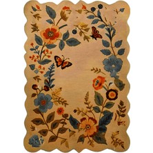 Rugs Modern Shape Koleksiyonu Bej Tema Floral Çiçek Ve Sarmaşık Desenli Modern Dekoratif Halı 05