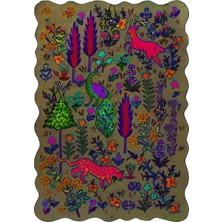 Rugs Modern Shape Koleksiyonu Gri Tema Çok Renkli Ağaçlar Ve Hayvanlar Desenli Kreatif Modern Dekoratif Halı 10