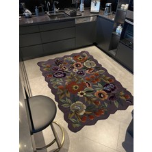 Rugs Modern Shape Koleksiyonu Mor Tonlar Karma Çiçek Ve Gül Desenli Kreatif Modern Dekoratif Halı 17