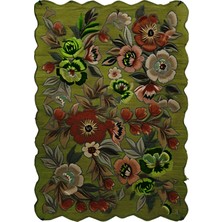 Rugs Modern Shape Koleksiyonu Yeşil Tema Karma Çiçek Ve Gül Desenli Kreatif Modern Dekoratif Halı 14