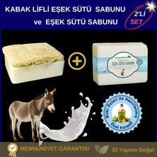 Organicsun 2'li Set Doğal Kabak Lifli Eşek Sütü Sabunu ve Lifsiz Eşek Sütü Sabunu